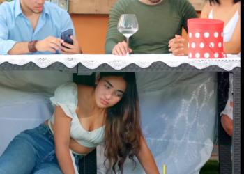 H2801005 Me escondí bajo la mesa para darle una sorpresa mi novio la sorprendida fui yo